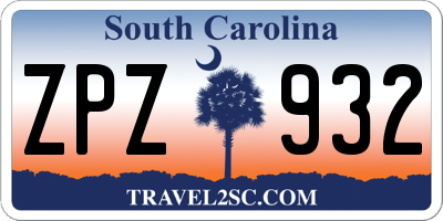 SC license plate ZPZ932