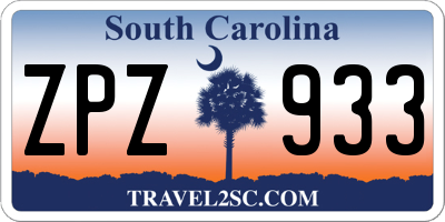 SC license plate ZPZ933
