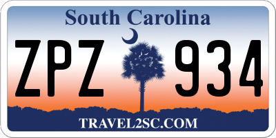 SC license plate ZPZ934