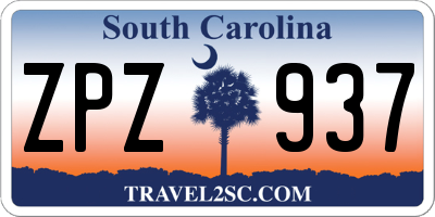 SC license plate ZPZ937