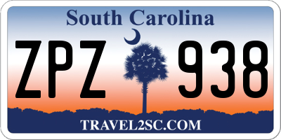 SC license plate ZPZ938