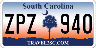SC license plate ZPZ940