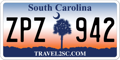 SC license plate ZPZ942