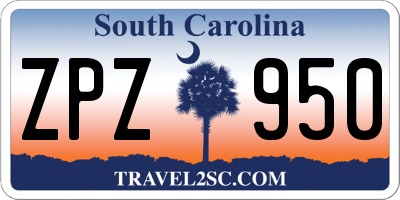 SC license plate ZPZ950