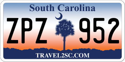SC license plate ZPZ952