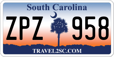 SC license plate ZPZ958