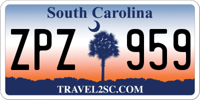 SC license plate ZPZ959