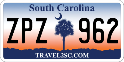 SC license plate ZPZ962