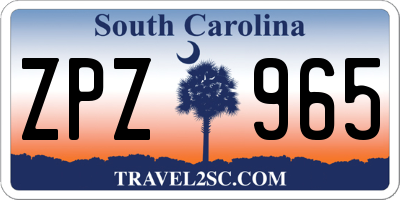 SC license plate ZPZ965