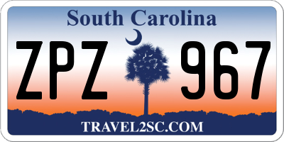 SC license plate ZPZ967