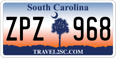 SC license plate ZPZ968
