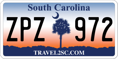 SC license plate ZPZ972
