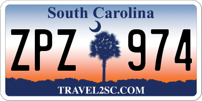 SC license plate ZPZ974