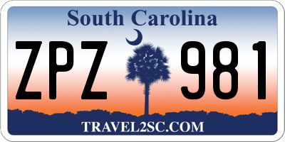 SC license plate ZPZ981