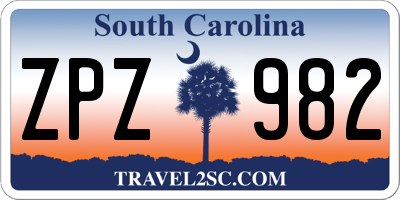 SC license plate ZPZ982
