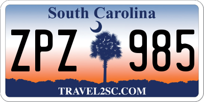 SC license plate ZPZ985