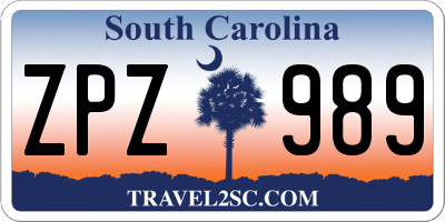 SC license plate ZPZ989