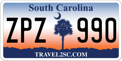 SC license plate ZPZ990