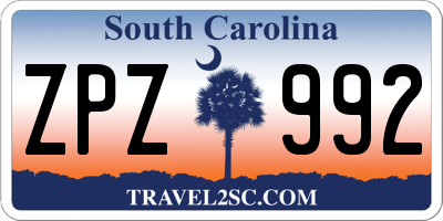SC license plate ZPZ992