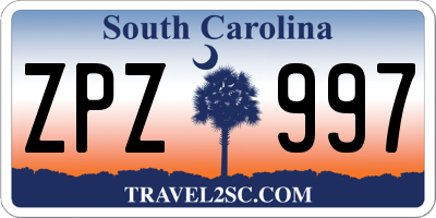 SC license plate ZPZ997
