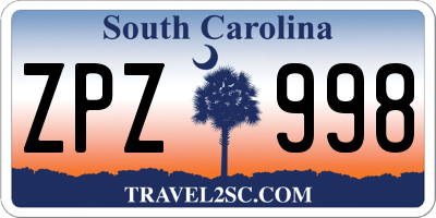 SC license plate ZPZ998