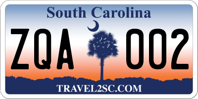 SC license plate ZQA002