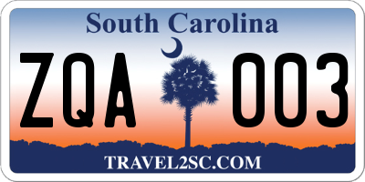 SC license plate ZQA003