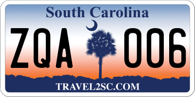SC license plate ZQA006
