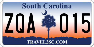 SC license plate ZQA015