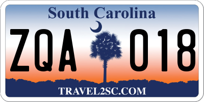 SC license plate ZQA018