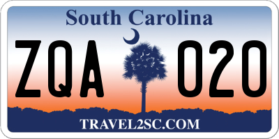 SC license plate ZQA020