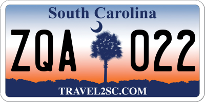 SC license plate ZQA022