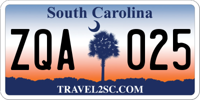 SC license plate ZQA025
