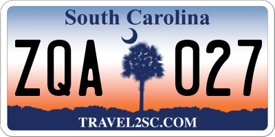 SC license plate ZQA027