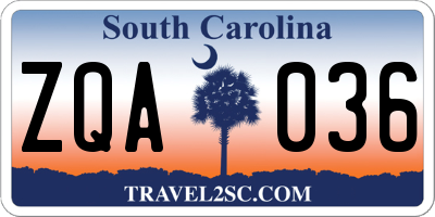 SC license plate ZQA036