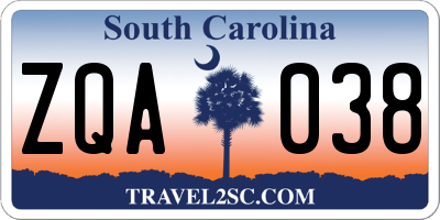 SC license plate ZQA038
