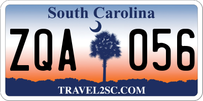 SC license plate ZQA056