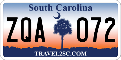 SC license plate ZQA072