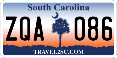 SC license plate ZQA086