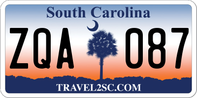 SC license plate ZQA087