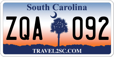 SC license plate ZQA092