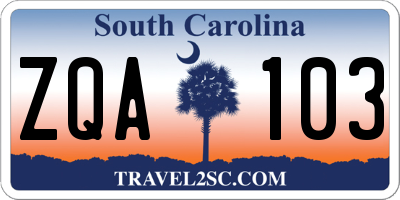 SC license plate ZQA103