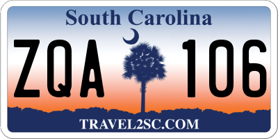 SC license plate ZQA106