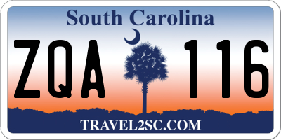 SC license plate ZQA116