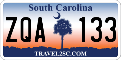 SC license plate ZQA133