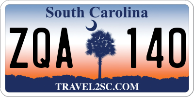 SC license plate ZQA140