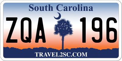 SC license plate ZQA196