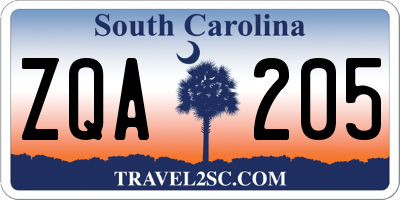 SC license plate ZQA205