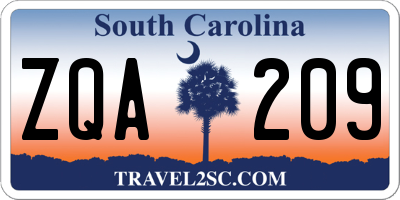 SC license plate ZQA209