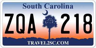 SC license plate ZQA218